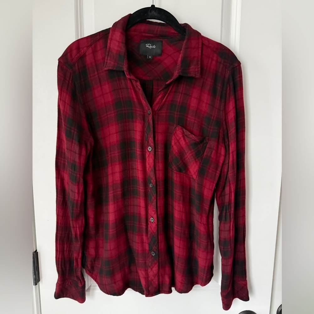 Rails red and black flannel Plaid Button Down Shirt